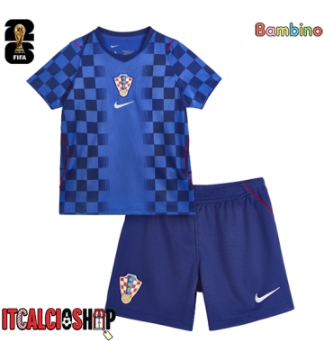 Croazia Seconda Maglia Bambino Mondiali 2026 Manica Corta (+ Pantaloni corti)